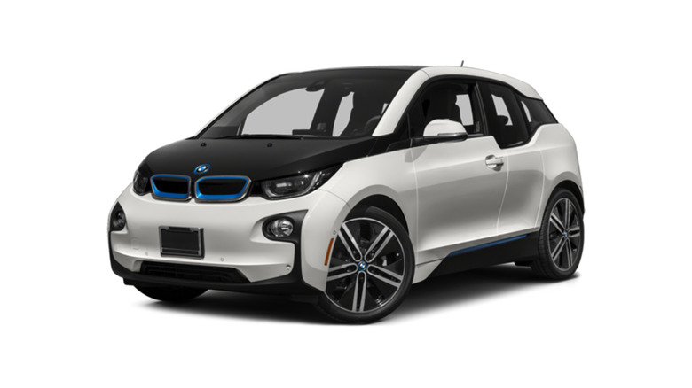 white BMW i3 REx with a black hood