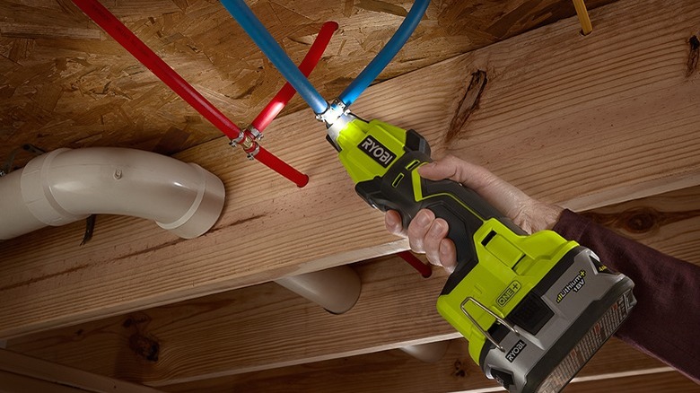 Clamping PEX with 18-Volt ONE+ PEX Pinch Clamp tool