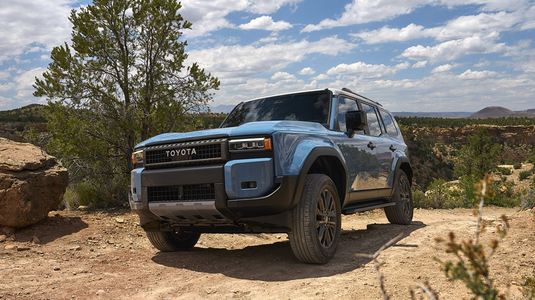 2025 Toyota Land Cruiser on dirt front 3/4 view