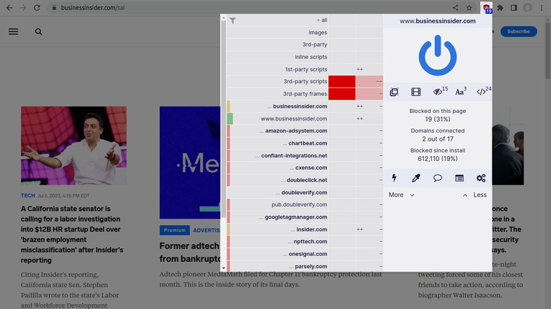 ublock origin pop-up on site