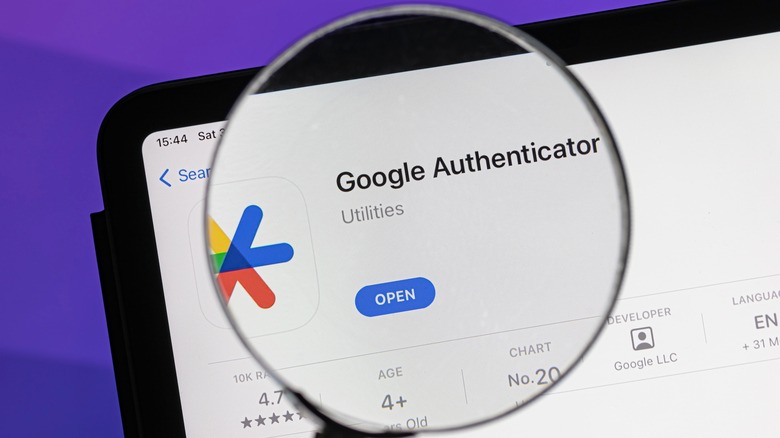 Google Authenticator app on a tablet