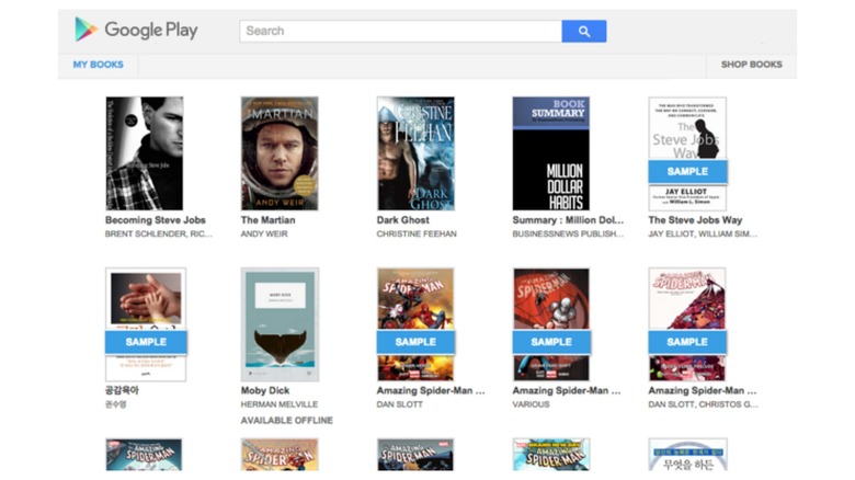 Screenshot of Google Books app on Chromebook 