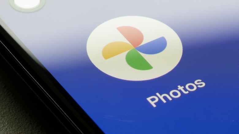 Closeup of the Google Photos app icon on a Google Pixel smartphone.