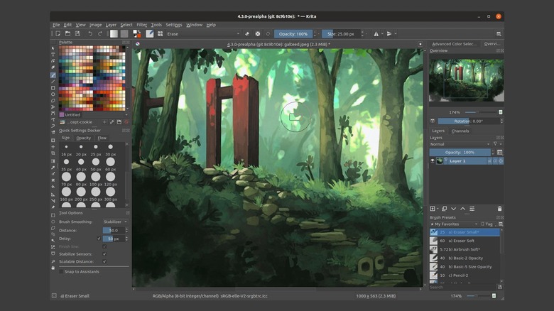 Screenshot of the Krita app on a computer