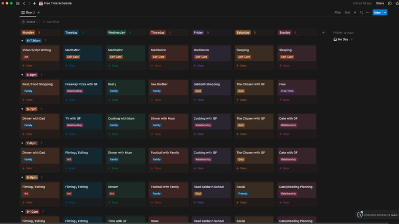 The Free Time Scheduler template