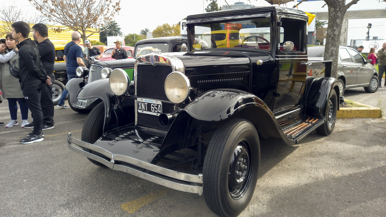 A black 1930 Ford Model A Pickup