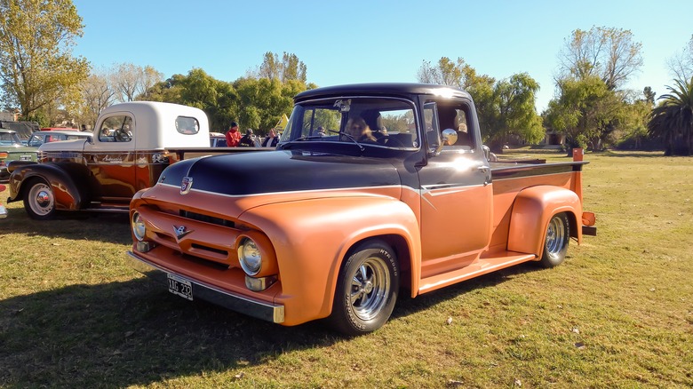 A 1956 Ford F-100 at a car show