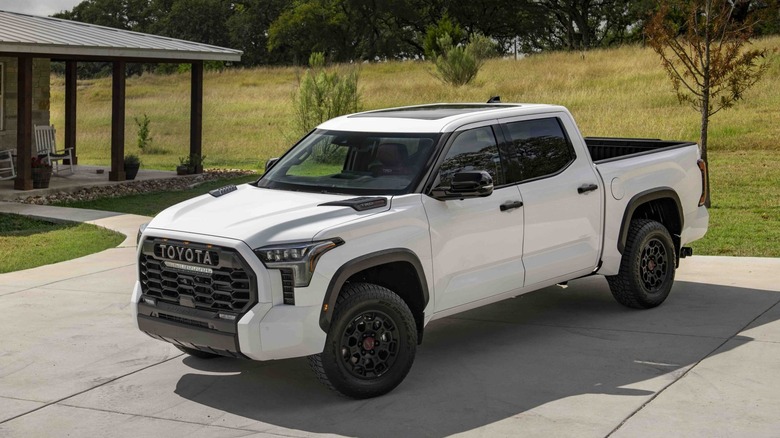 White 2024 Toyota Tundra TRD Pro pickup truck