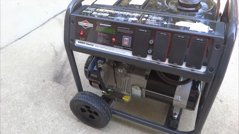 A Briggs & Stratton generator on pavement