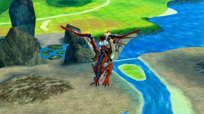 Riding a dragon-like creature in Monster Hunter Stories