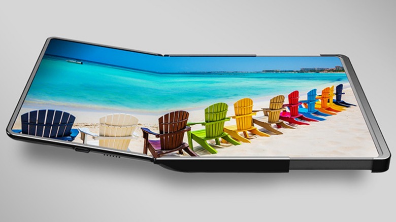 Samsung Flex Hybrid smartphone with beach screensaver