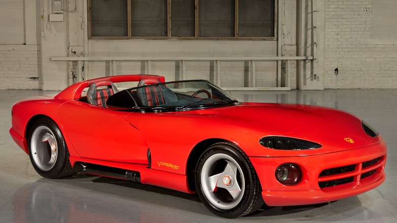 1989 Dodge Viper RT/10 Concept parked in a warehouse