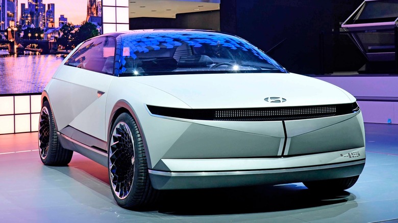 Hyundai 45 EV Concept on stage at unveiling