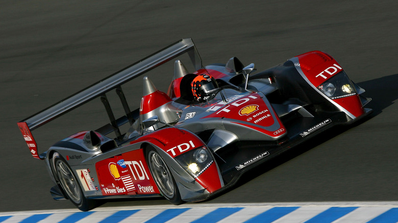 Audi Sport North America Audi R10 TDI during practice for the American Le Mans Series Monterey Sports Car Championship on October 17, 2008 at the Mazda Raceway Laguna Seca in Monterey, California.