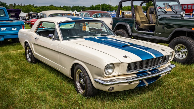 A 1965 Shelby Mustang GT350R at an auto show