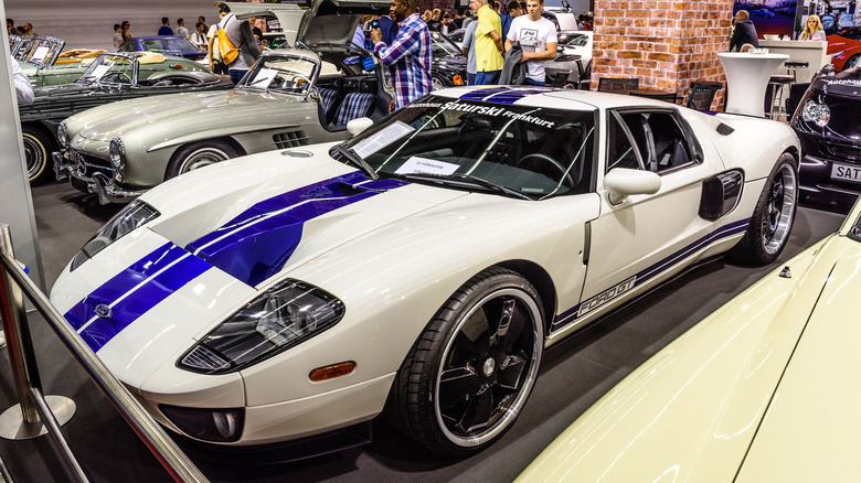 A first-generation Ford GT at an auto show