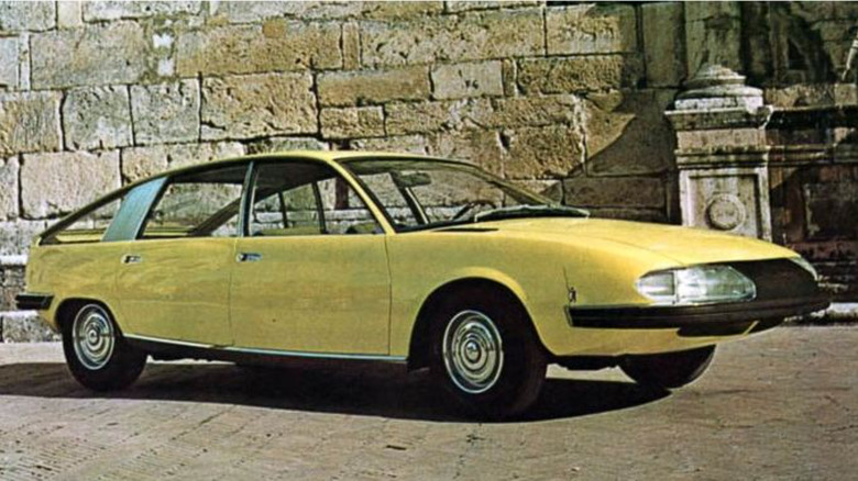 Yellow BMC 1800 Berlina Aerodinamica concept by Pininfarina