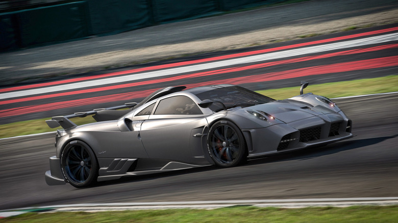 Pagani Huayra Imola driving at speed on track