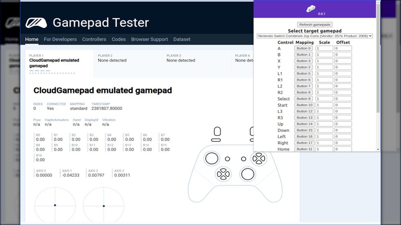 CloudGamepad options in Chrome