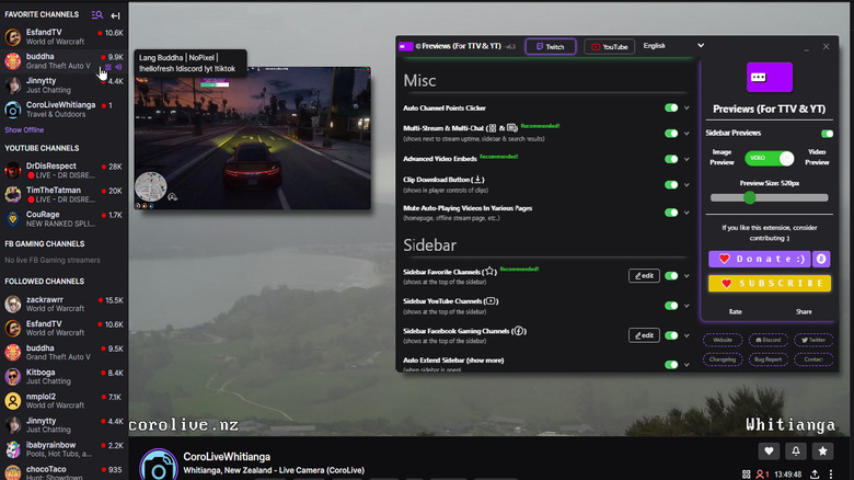 Screenshot of Previews (For TTV & YT) in action