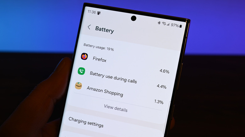 A phone displaying battery draining apps