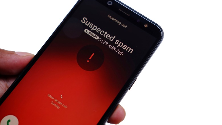 A spam call being blocked