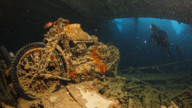 old motorcycle at SS Thistlegorm shipwreck