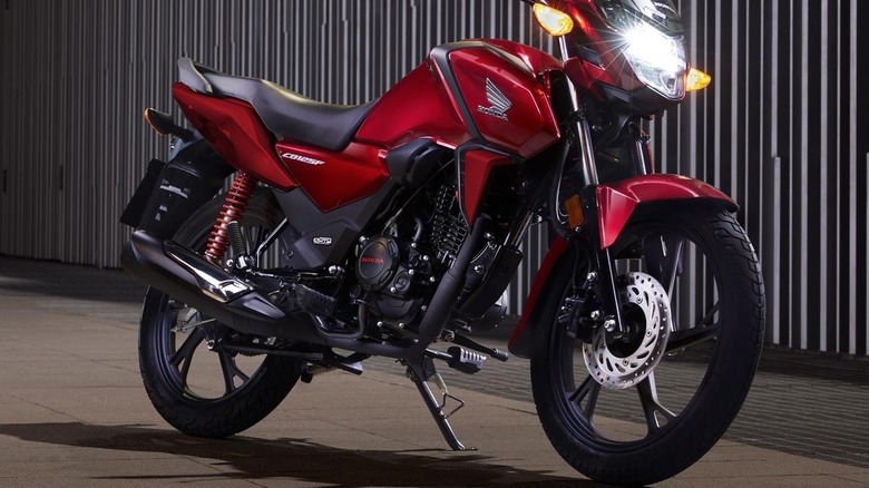 red and black Honda CB125F motorcycle