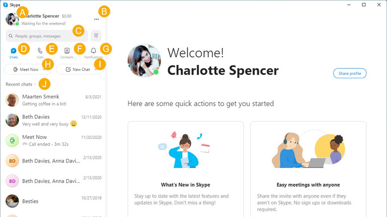 Screenshot of Skype mockup