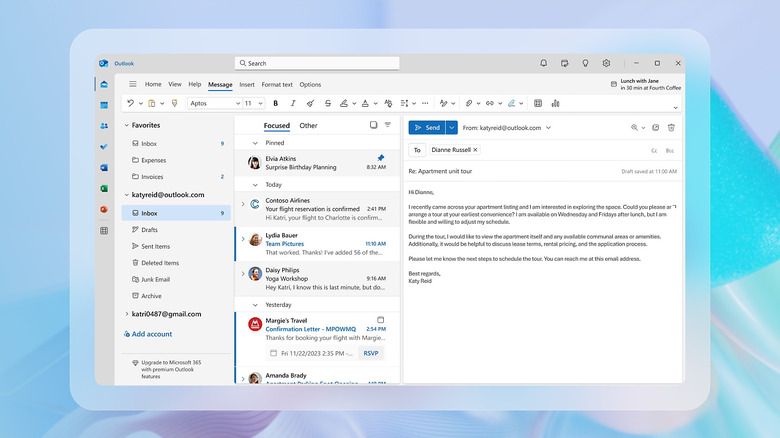 Outlook inbox mockup