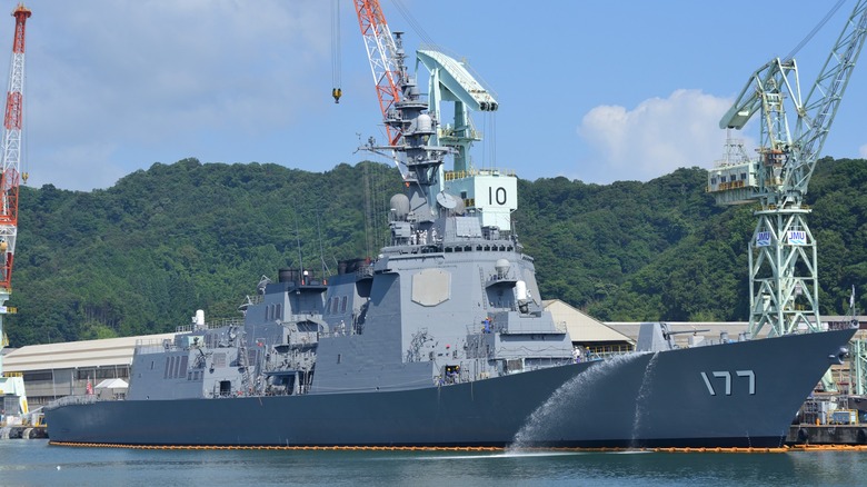 Atago class destroyer in Japanese port