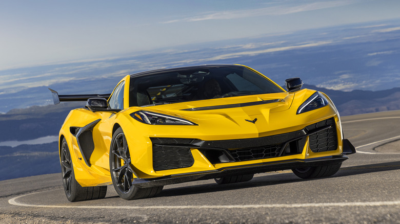 Yellow Chevrolet Corvette ZR1 cornering