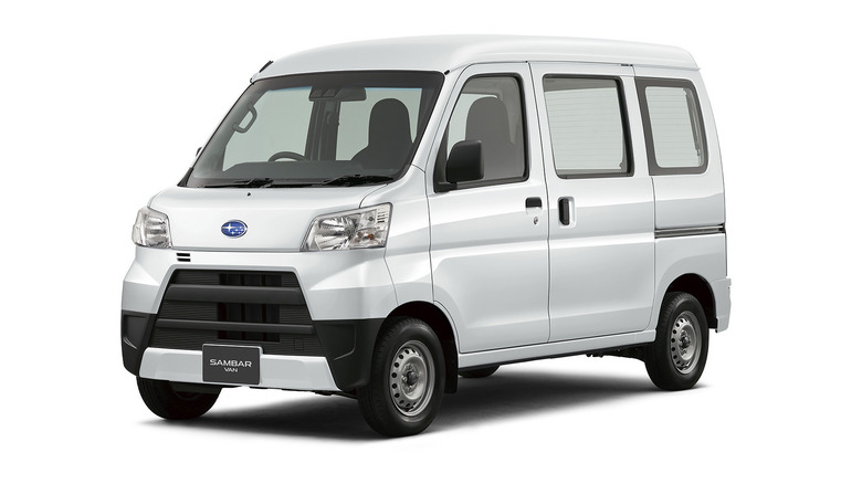 White 2024 Subaru Sambar minivan for Japanese market