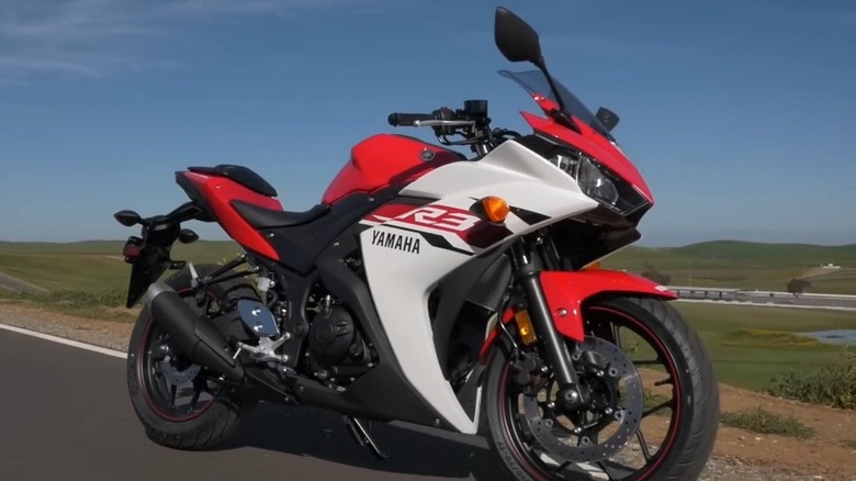 2015 Yamaha YZF-R3 on a race track