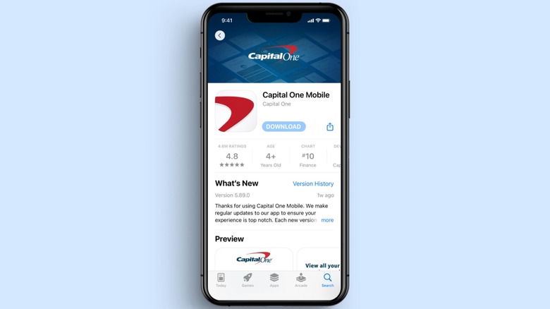 CapitalOne mobile banking app