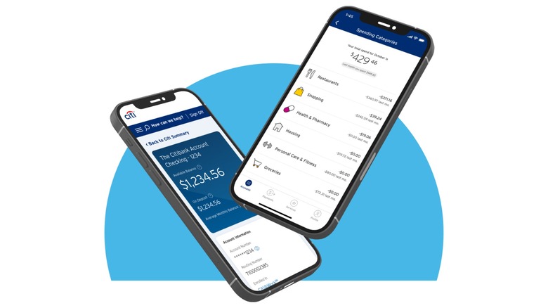 Citi Mobile banking app on two smartphones