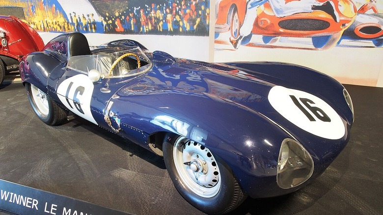 Blue 1956 Jaguar D Type Ecure Crossie race car