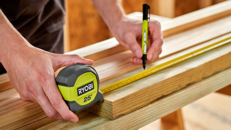 Ryobi tape measure and permanent marker