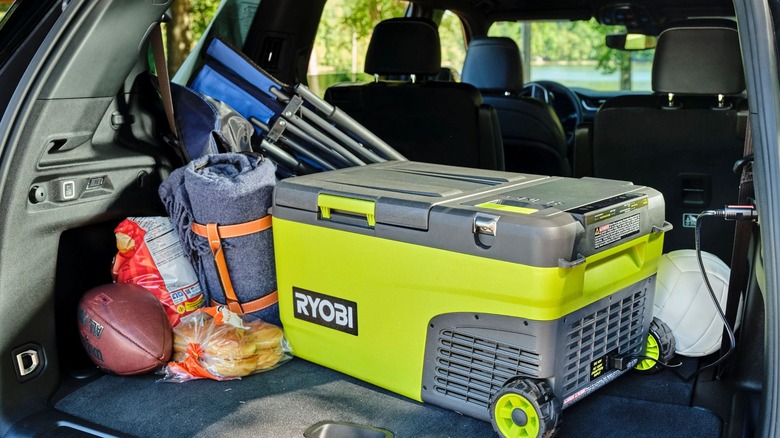 Ryobi cooler in trunk of car