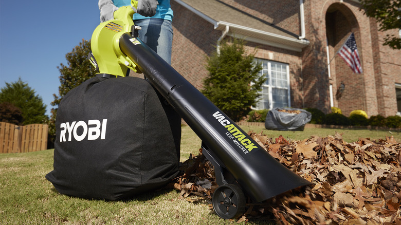 Ryobi yard vacuum on wheels with bag attachment