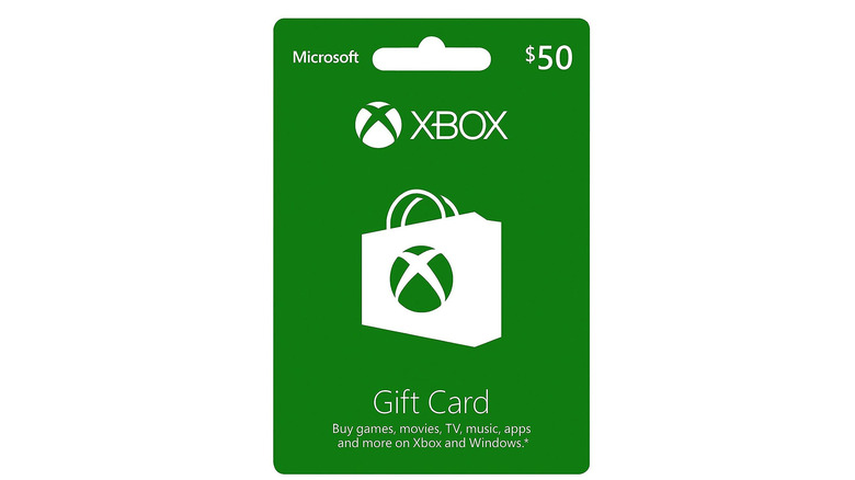 A picture of an Xbox gift card