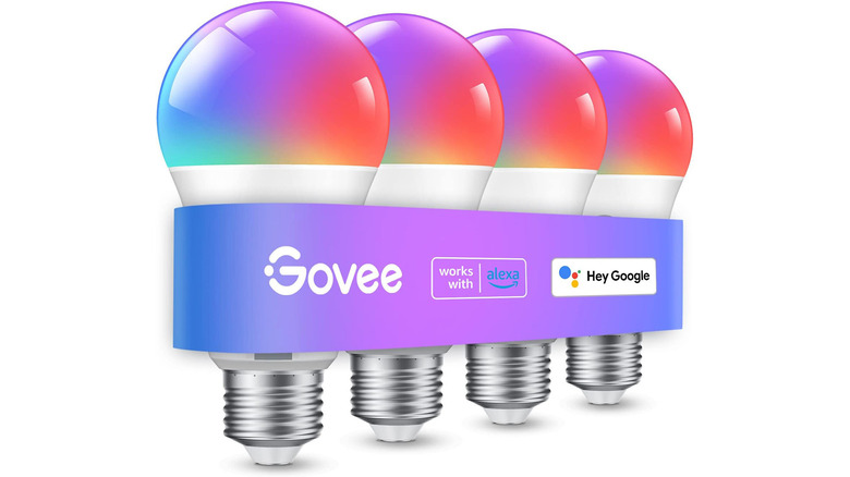 Four Govee smart light bulbs in their packaging