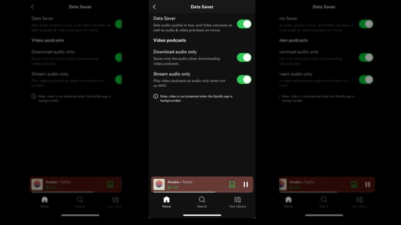 Spotify data saver settings option screen