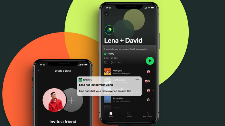 Spotify blend feature on two phones