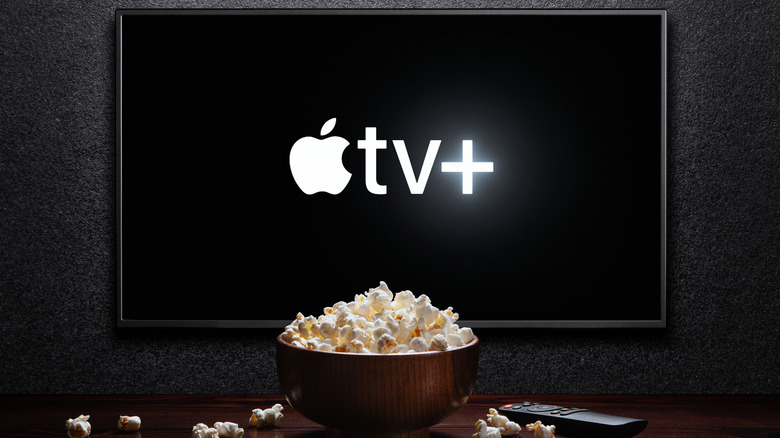 Apple TV+ television with popcorn