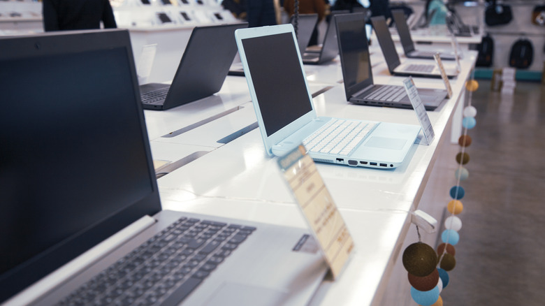 Computers on display at store