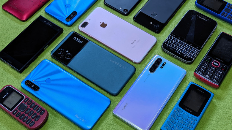 Android phones on table