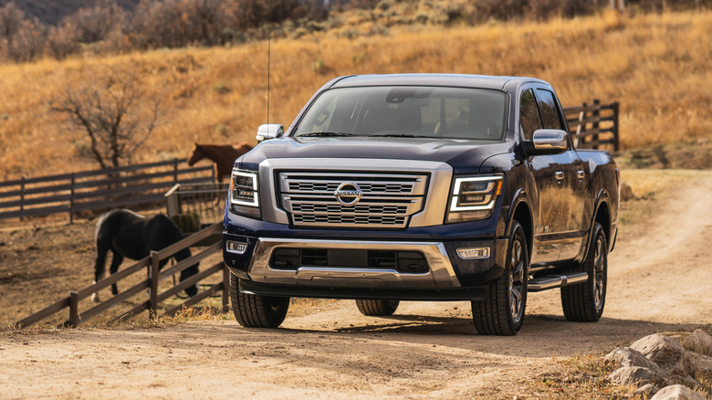 Nissan Titan on dirt road