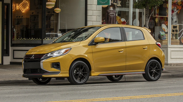 Mitsubishi Mirage parked on the street