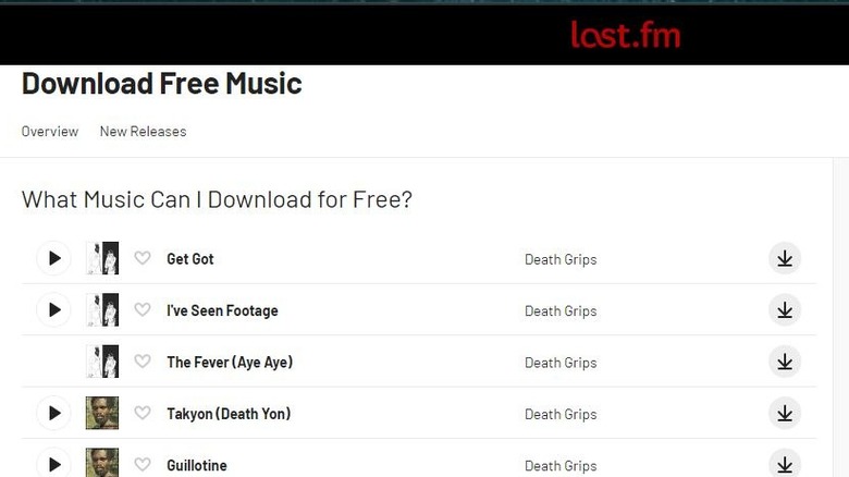 Last.fm's free music download page